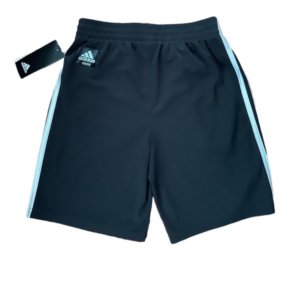 Adidas Kids Black/White 3 Stripes Shorts Size:10/12 (NWT) - Picture 2 of 4